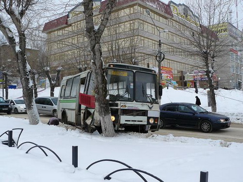 Сыктывкар: Автобус врезался в дерево Сыктывкар: Автобус врезался в дерево